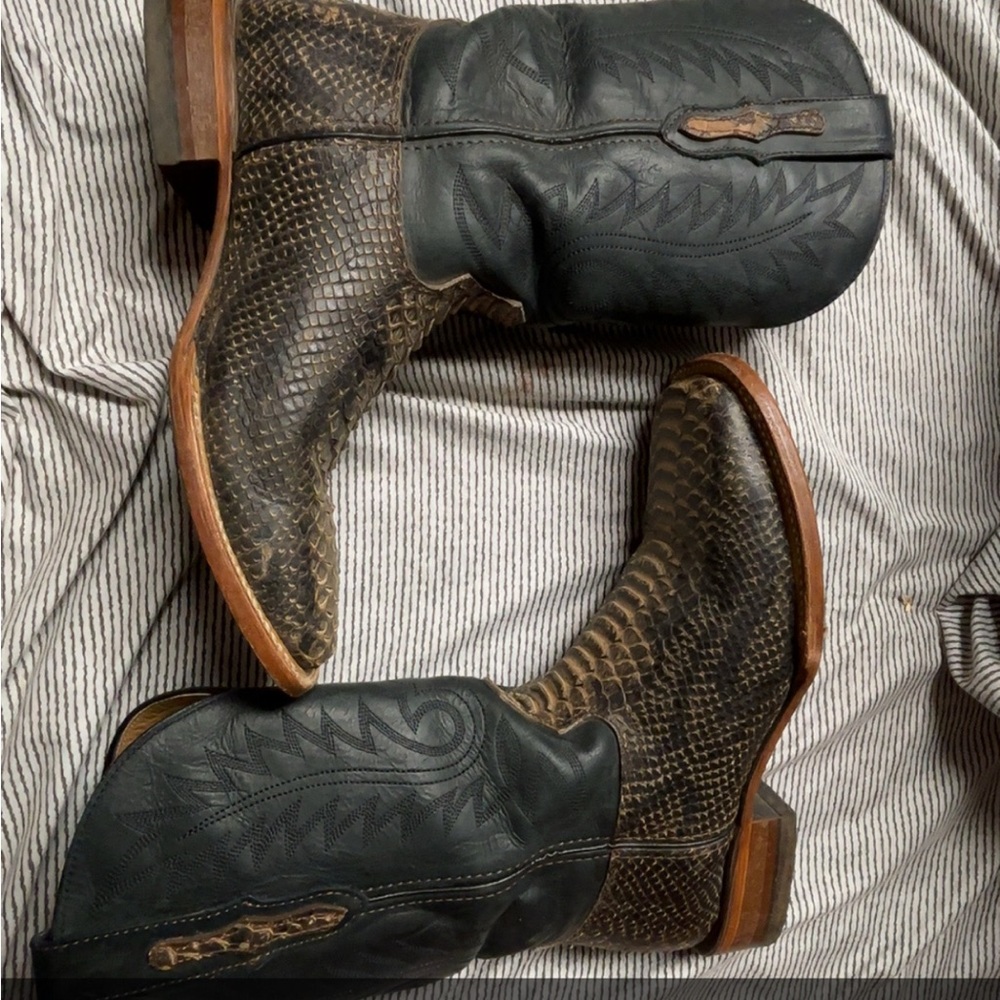 Men's Black and Brown Leather Boots